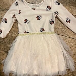 Disney Minnie Mouse White Dress with Gold Accents